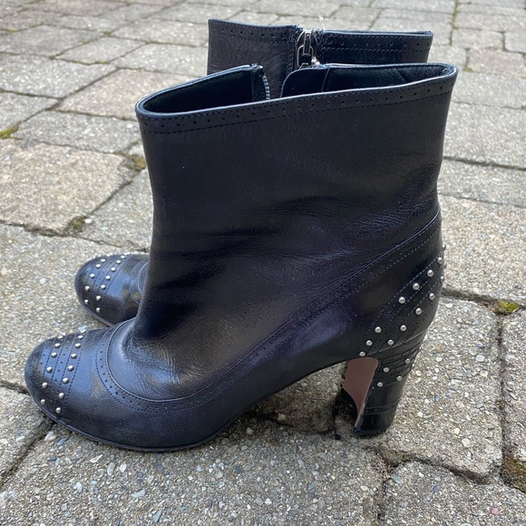 Prada studded heeled bootie. Black. Size 39.5. - Picture 1 of 6